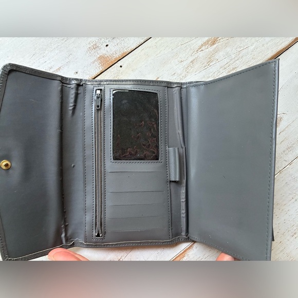 PRINCESS GARDNER vintage gray leather wallet Full Grain Cowhide neutral chic EUC - Picture 11 of 15